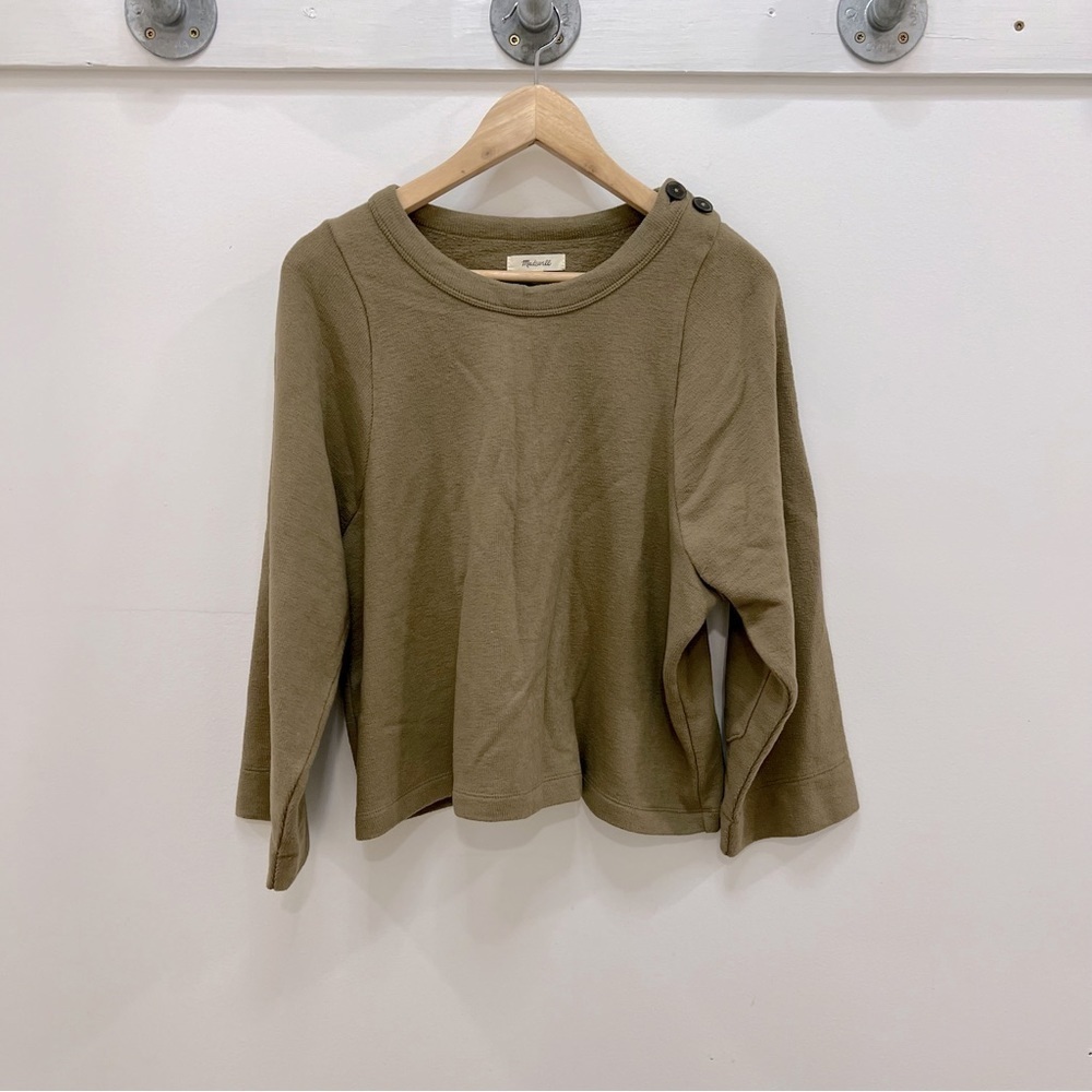 Madewell Olive Button shoulder sweatshirt